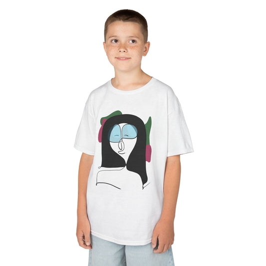 Kids T‑Shirt — Minimalist Abstract Girl Illustration with Headphones