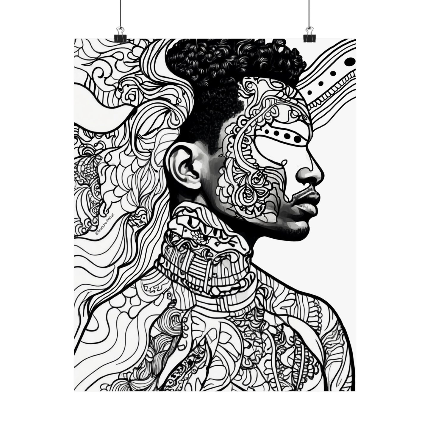 Portrait Afrocentrique — Affiche Matte Art Mural | Leandro Freitas