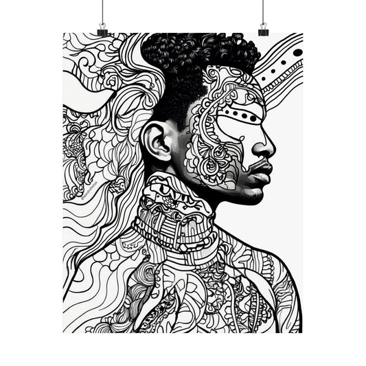 Portrait Afrocentrique — Affiche Matte Art Mural | Leandro Freitas