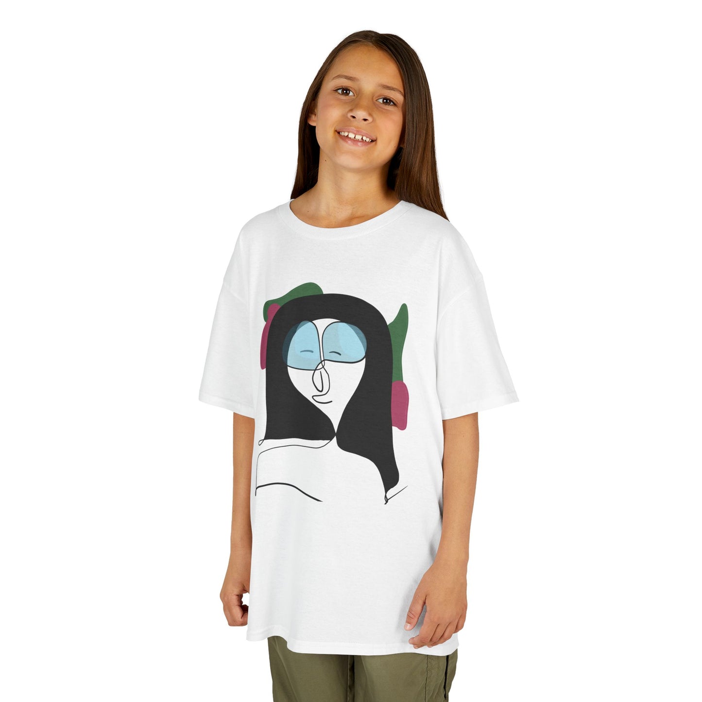 Kids T‑Shirt — Minimalist Abstract Girl Illustration with Headphones