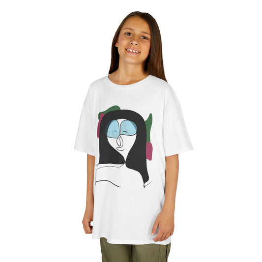 Kids T‑Shirt — Minimalist Abstract Girl Illustration with Headphones