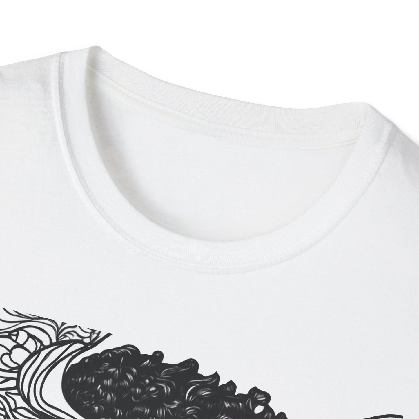 Abstract Portrait T‑Shirt — Surreal Tribal Line Art